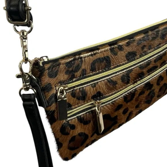 Kelly & Katie Leopard Print Calf Hair Crossbody Bag Wristlet Clutch - Picture 3 of 12